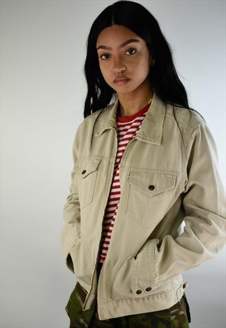 VINTAGE LEVI'S BEIGE ZIP UP JACKET