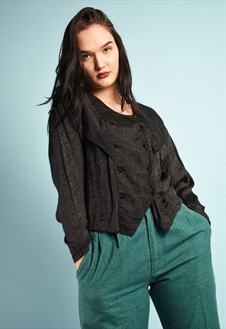 VINTAGE 80S RETRO MINIMALIST GRUNGE DRAPED SHIRT BLOUSE