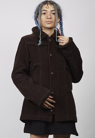 VINTAGE 90'S LEE DARK BROWN SHEARLING CORDUROY JACKET