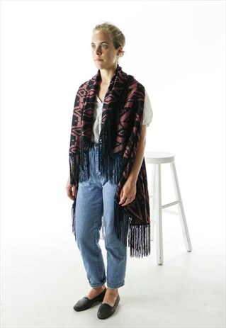 FALL ABSTRACT PONCHO / OVERSIZED WARM CARDIGAN
