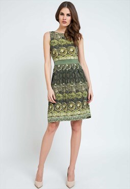 Sleeveless A-Line Print Dress Jersey