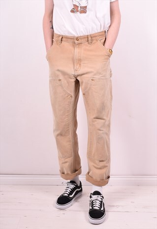 CARHARTT MENS VINTAGE JEANS W33 L32 BROWN 90'S