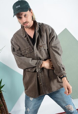 VINTAGE CARHARTT SHIRT IN BROWN WITH LOGO.
