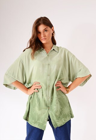 VINTAGE OVERSIZED HAWAIIAN SHIRT GREEN