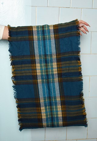 VINTAGE 80S TARTAN CHECKED PLAID CLASSY ROUND TUBE SCARF