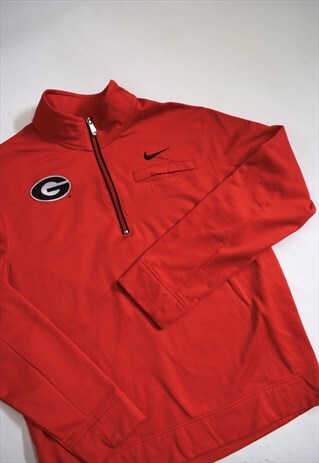 VINTAGE 90S NIKE RED 'G' 3/4 ZIP SWEATSHIRT