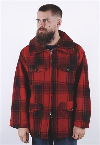 VINTAGE MELTON WOOL CHECKED JACKET