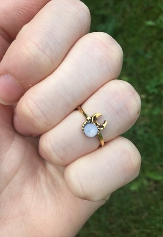 WOMENS BOHO FESTIVAL CRESCENT MOON GOLD COLOUR MIDI RING