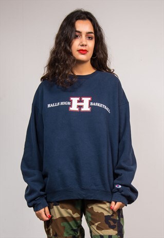 90'S CHAMPION NAVY COLLEGE BASKETBALL SWEATSHIRT JUMPER