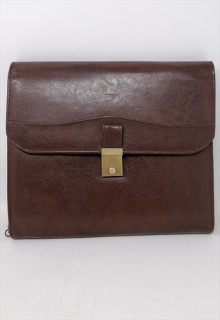 VINTAGE BAG MODEL CLUTCH BAG BROWN BRIEFCASE WITH CLOSURE