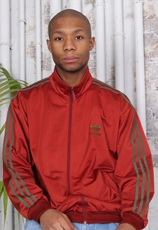 VINTAGE ADIDAS LOGO THREE STRIPE TRACK JACKET RED