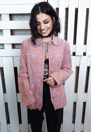 BABY PINK SUEDE BOX STYLE 90'S JACKET