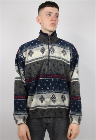VINTAGE FUNKY PRINT FLEECE JUMPER