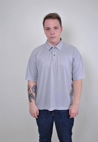 GRAY SPORT POLO, MINIMALIST SHIRT, SIZE XL