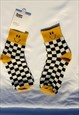 YELLOW CHECKERBOARD SMILEY FACE SOCKS