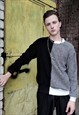 HOUND-TOOTH CONTRAST STITCHED SWEATSHIRT KNIT DOG-TOOTH TOP