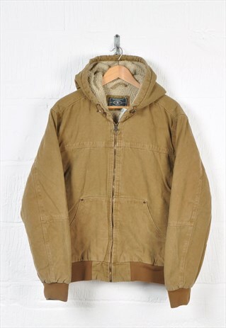 Vintage Workwear Active Jacket Sherpa Lined Khaki Large