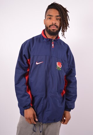VINTAGE NIKE ENGLAND TRACKSUIT TOP JACKET NAVY BLUE