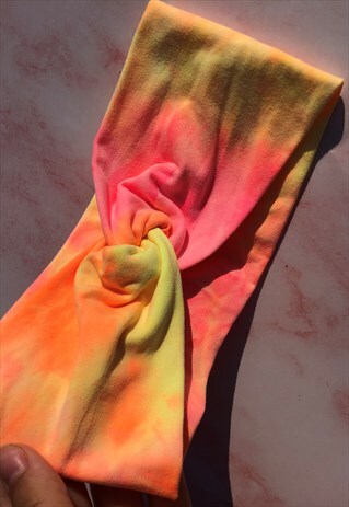 NEON ORANGE YELLOW PINK KNOT COTTON HEADBAND