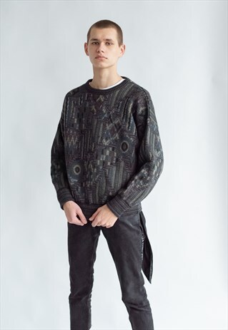 VINTAGE 80S CASUAL JUMPER IN ABSTRACT PATTERN