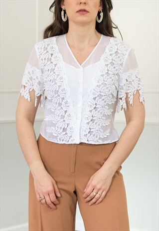 VINTAGE EMBROIDERED BLOUSE IN WHITE SHIRT