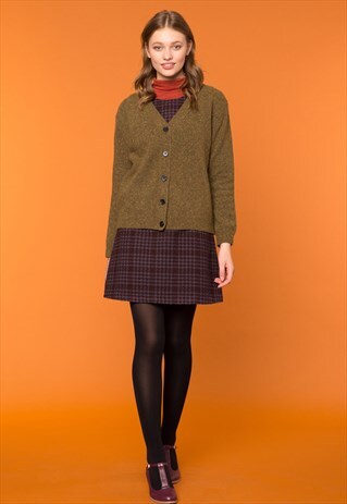 GREEN SPECKLED WOOL BUTTON UP CARDIGAN