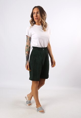 HIGH WAISTED SUEDE LEATHER SHORTS BOHEMIAN UK 8 (7CZ)