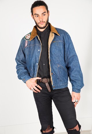VINTAGE 80S WRANGLER SHERPA DENIM TRUCKER / S0117