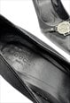 GUCCI HEELS COURTS 37 / 4 BLACK POINTED TOE SILVER GG LOGO 
