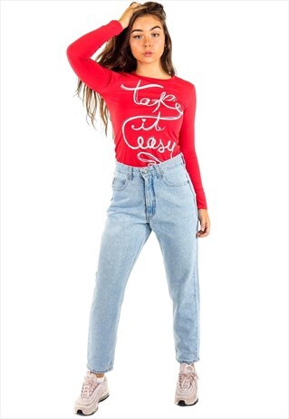 VINTAGE ANGELS HIGH WAISTED DENIM JEANS TR161