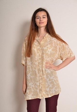 VINTAGE 80S PATTERNED OVERSIZE SHIRT IN YELLOW