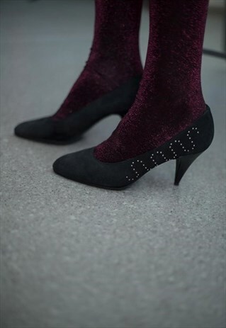 VINTAGE 90'S BLACK SUEDE HIGH-HEELED SHOES
