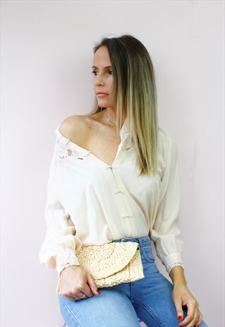 VINTAGE 80'S HAND EMBROIDERED SHIRT BLOUSE