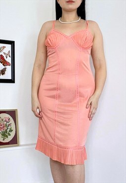 Vintage 60s Salmon Pink Slip Dress
