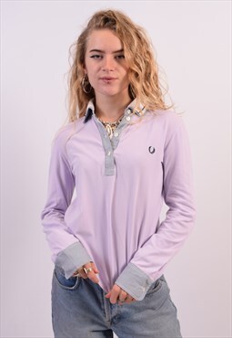 Vintage Fred Perry Polo Shirt Long Sleeve Purple