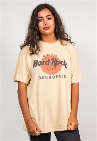 90'S VINTAGE BEIGE HARD ROCK CAFE DUBROVNICK T-SHIRT
