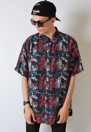 VINTAGE 80S ABSTRACT SHORT SLEEVE SHIRT