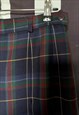 VINTAGE 80S PLEATED NAVY MIDI/MAXI TARTAN LONG SKIRT, UK12