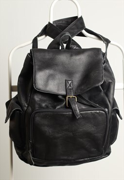 Leather Black Vintage 80-90 Backpack Rucksack