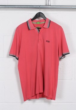 Vintage Hugo Boss Polo Shirt in Pink Short Sleeve XL