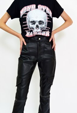 Signature Leather Flare Cargo Pants 