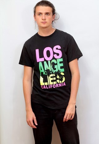VINTAGE LOS ANGELES CALIFORNIA PRINT T-SHIRT IN BLACK