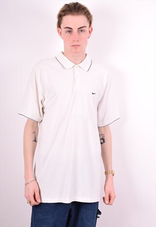 NIKE MENS VINTAGE POLO SHIRT XL WHITE 90'S