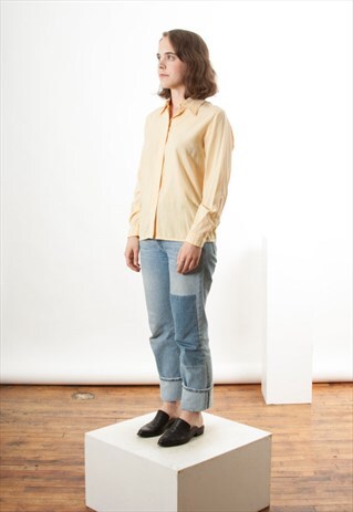 LONG SLEEVE SILKY BLOUSE / YELLOW CASUAL BLOUSE