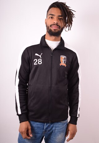 PUMA MENS VINTAGE TRACKSUIT TOP JACKET MEDIUM BLACK 90S