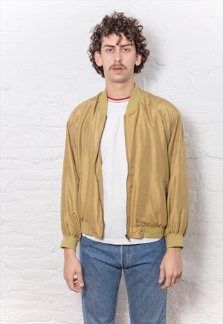 VINTAGE MUSTARD SILK BOMBER JACKET