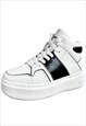 CHUNKY SOLE SNEAKERS HIGH PLATFORM SKATER SHOES WHITE BLACK