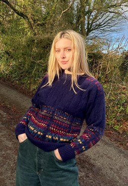 Vintage 90s jaeger Abstract Patterned Chunky Knit Jumper
