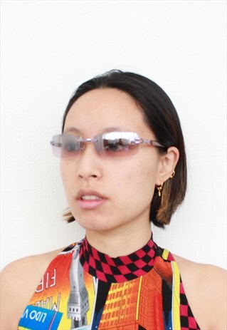 VINTAGE PURPLE REFLECTIVE Y2K JLO STYLE SUNGLASSES