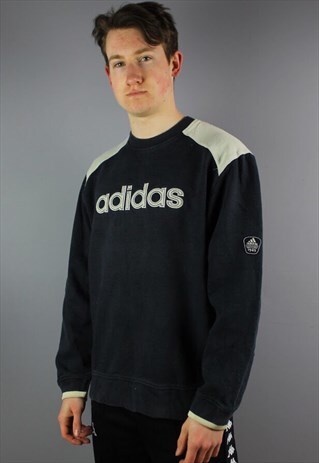 VINTAGE ADIDAS SWEATSHIRT IN NAVY WITH EMBROIDERY